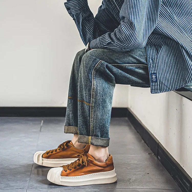 Tênis Masculino Casual em Couro - Leeds | Outlet