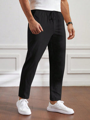 Calça Masculina Casual em Linho de cor Sólida