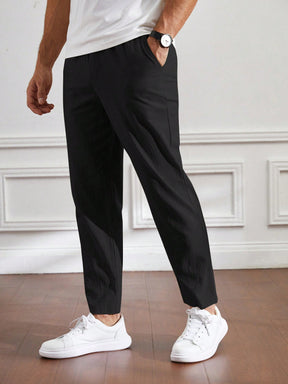 Calça Masculina Casual em Linho de cor Sólida