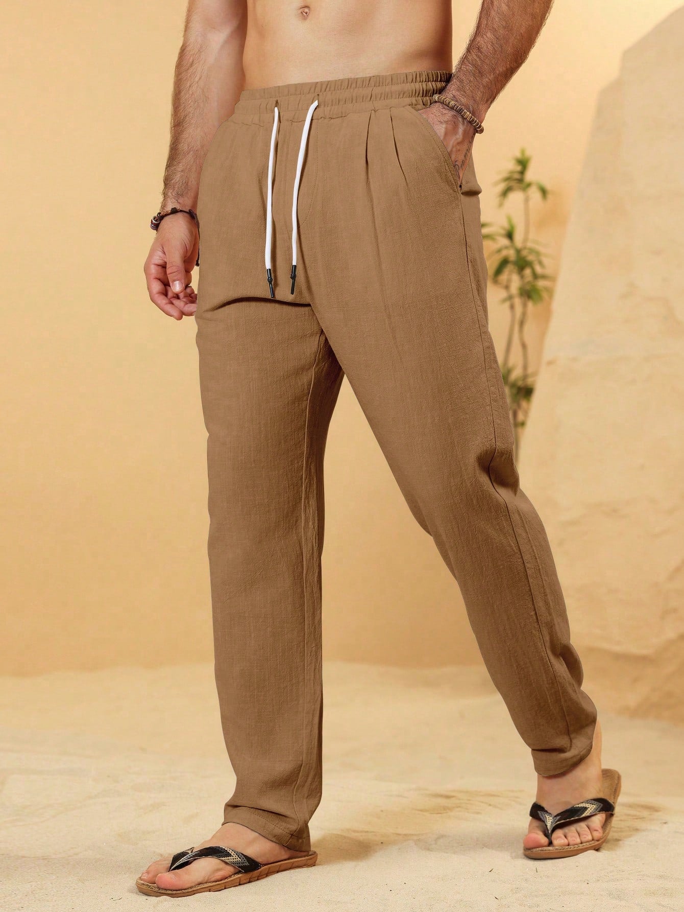 Calça Masculina Casual Jogger com Cordão e Bolsos