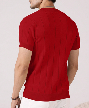 Camiseta Masculina de Tricô com Gola Careca