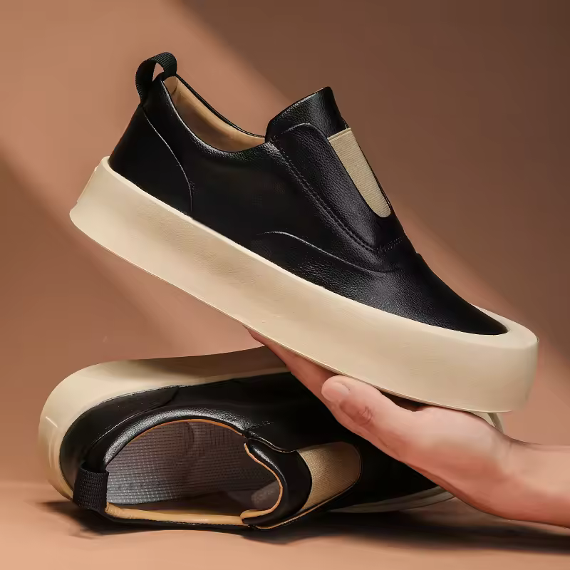 Tênis Casual Slip-On em Couro e Confortável - Kylian