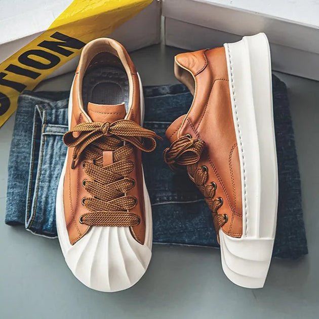 Tênis Masculino Casual em Couro - Leeds | Outlet